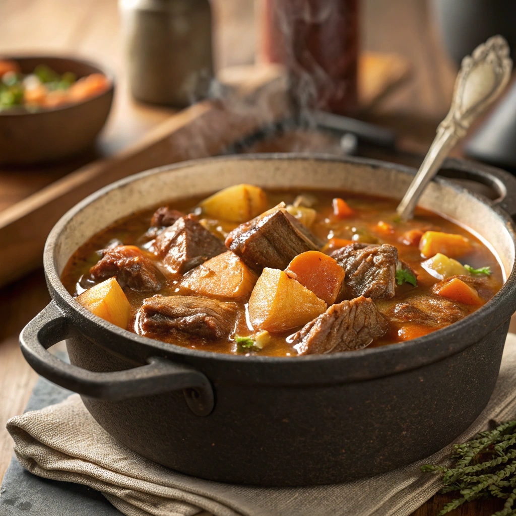 a hearty and comforting one pot beef stew photogr