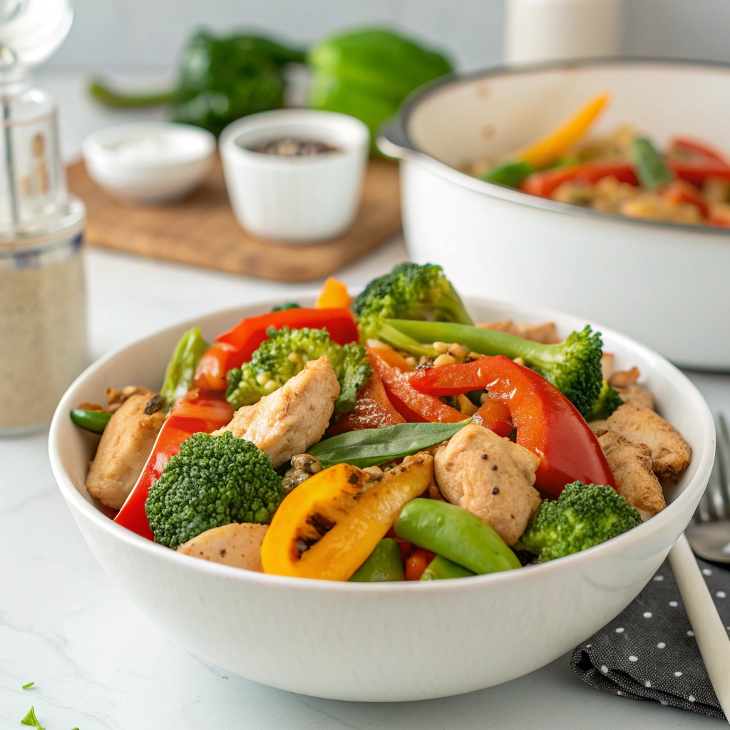 a vibrant and fresh chicken and vegetable stir fry