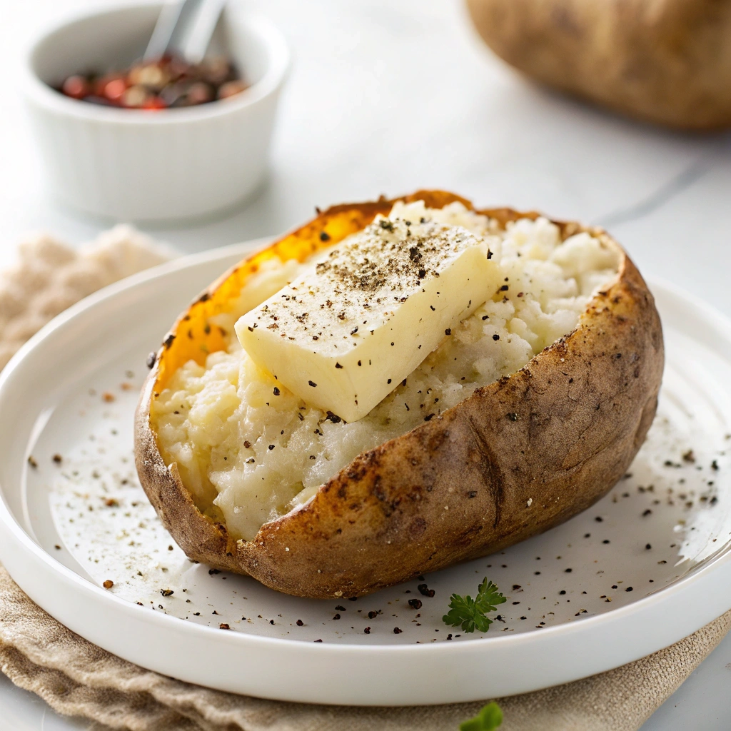 The Perfect Crispy Skin Baked Potato 12 extra close up view of a clean bright square sho 3