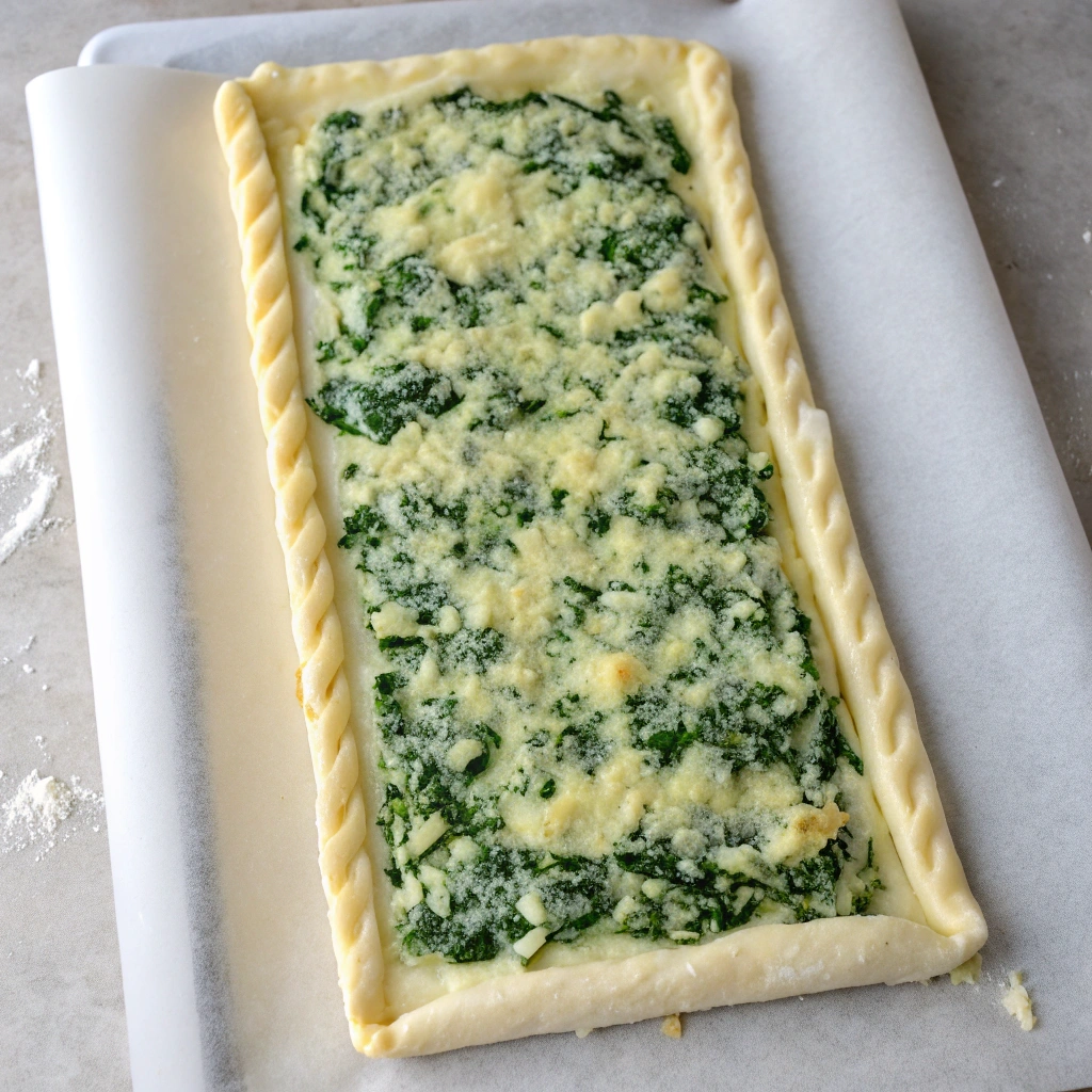 The Ultimate Spinach Feta Pinwheels Recipe (Easy & Impressive!) 14 extra close up view of an overhead shot of a rolle