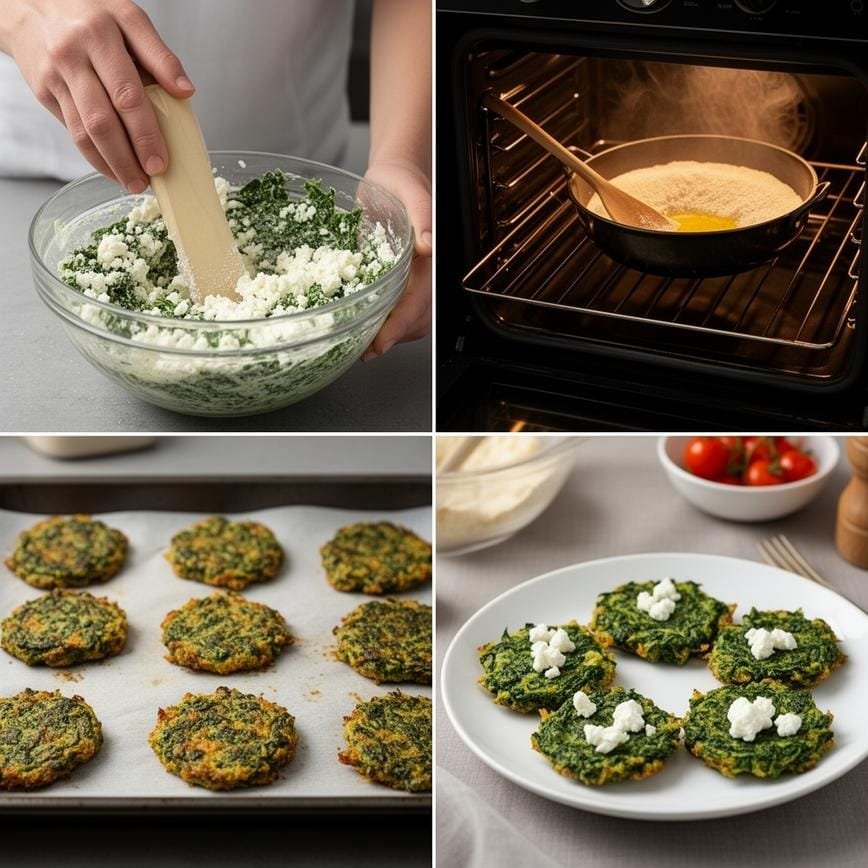 Step by step guide for Mediterranean Spinach and Feta Cheese Crisps