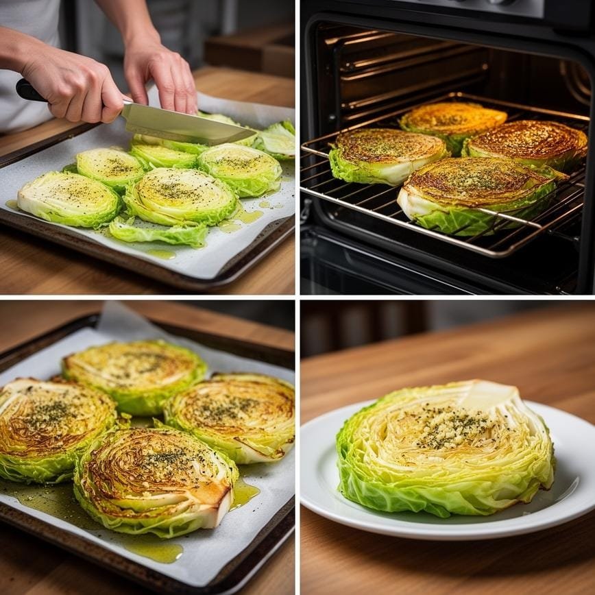 Oven Roasted Garlic Cabbage Steaks: Easy Cabbage Recipe 8 Steps