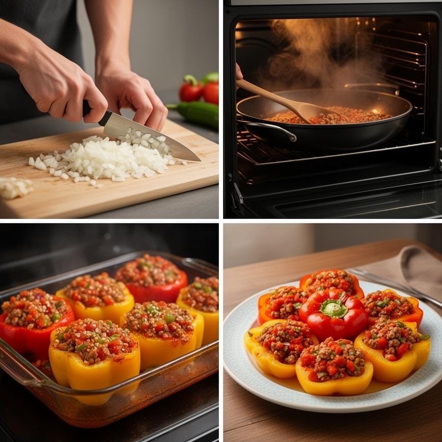 STUFFED BELL PEPPERS: Perfect Weeknight Meal 8 Steps