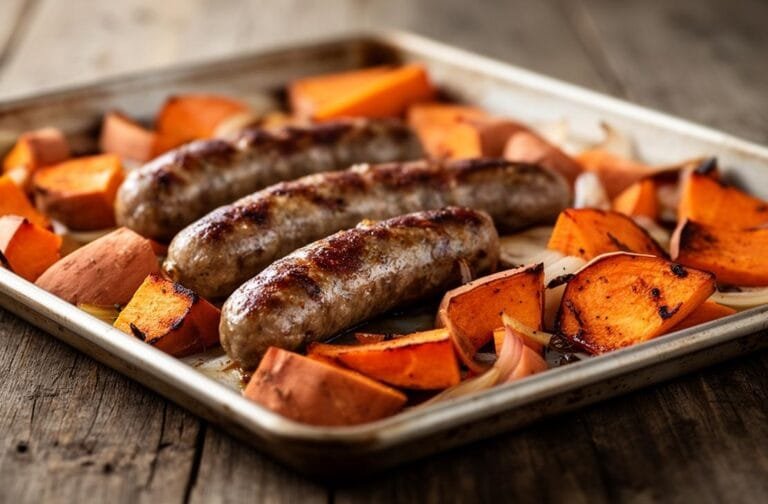 Sheet Pan Sausage and Sweet Potatoes