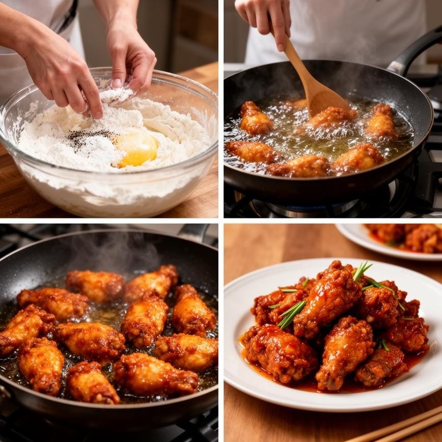 Spicy Korean Fried Chicken: Best Crunchy Fried Chicken 8 Steps