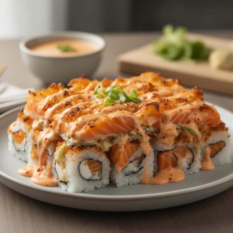 Easy Spicy Salmon Sushi Bake recipe