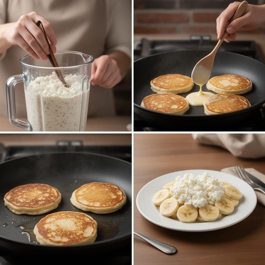 banana cottage cheese pancake: Best mix recipe 8 Steps