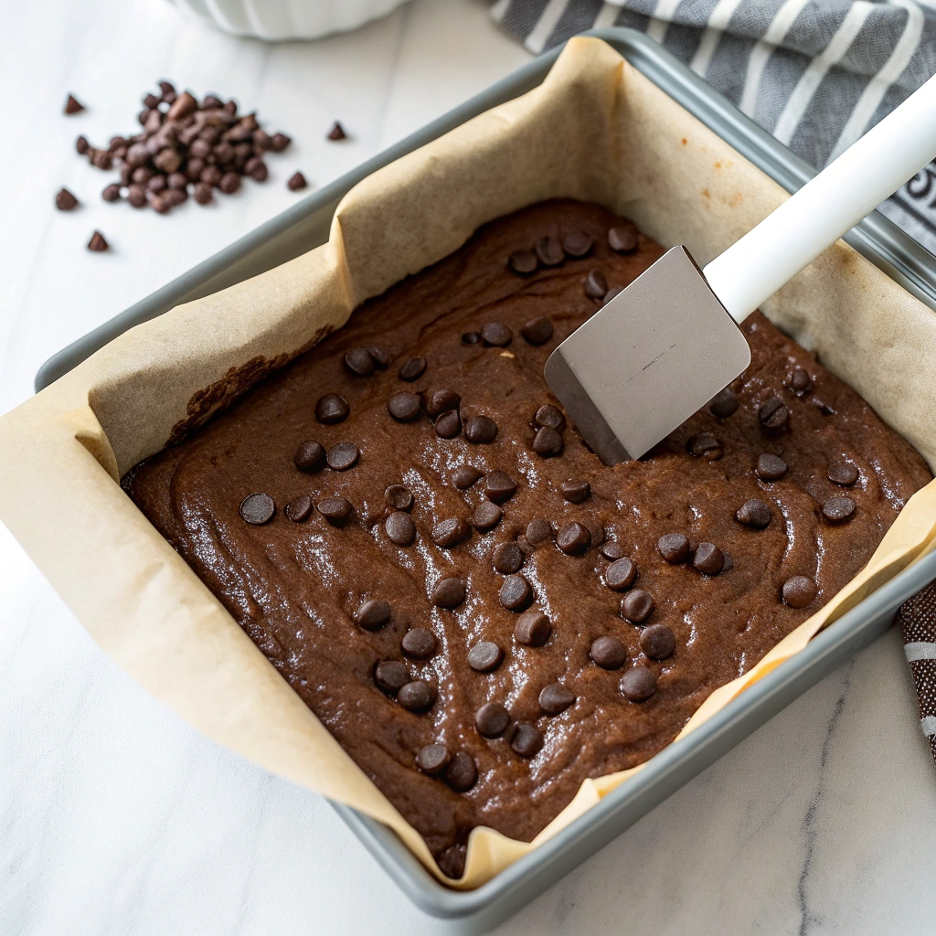 The Best Fudgy Eggless Brownies Recipe (Better Than Boxed!) 15 extra close up view of an 8x8 square baking pan li