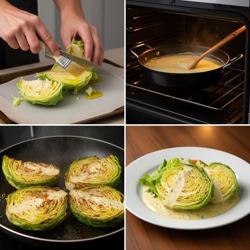 Roasted Cabbage Wedges with Dijon Cream Sauce: Best Side Dish 8 Step by step guide for Roasted Cabbage Wedges with Dijon Cream Sauce