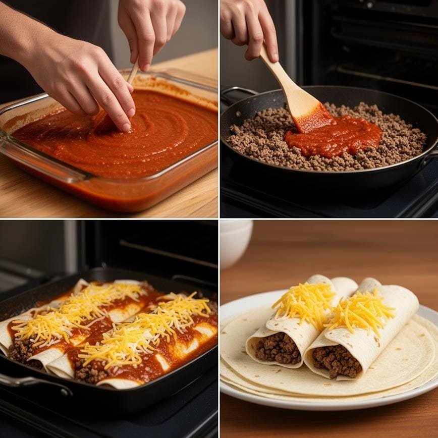 5 Ingredient Beef Enchiladas: Quick and Easy Recipe 8 Steps