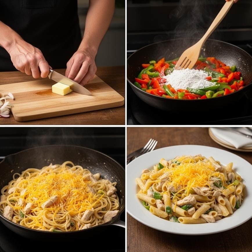 Cheesy Chicken Pasta Skillet: The Ultimate Comfort Food in One Pan 8 Steps