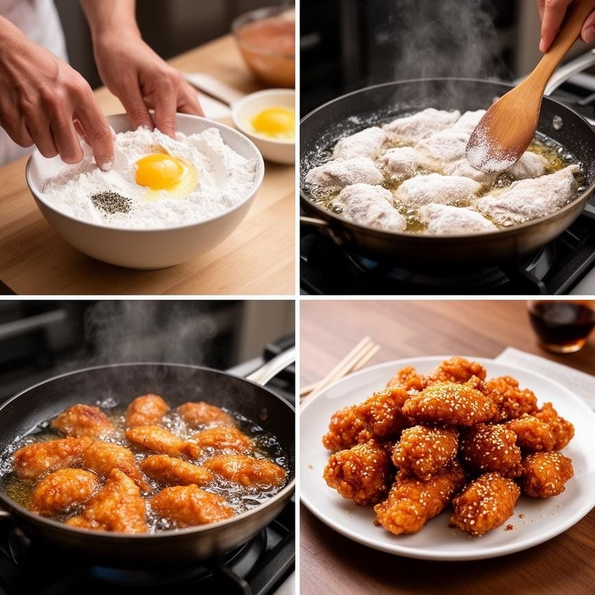Chinese Takeout Sesame Chicken: Crispy Honey Sesame Delight 8 Steps