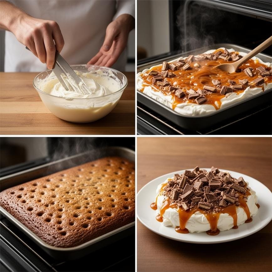 how to make Chocolate Caramel Toffee Crunch Cake