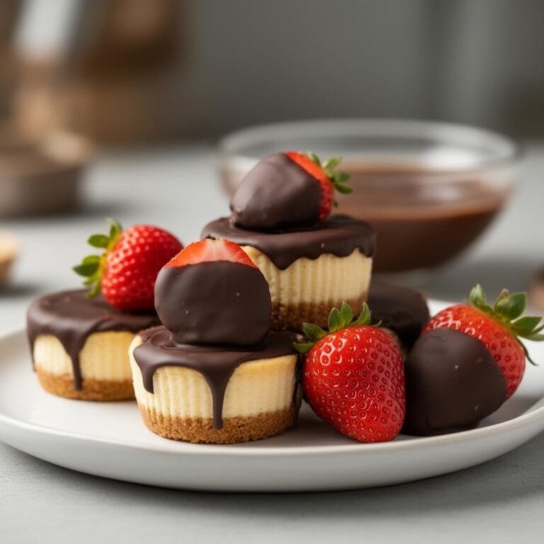 Easy Chocolate Covered Strawberry mini Cheesecakes recipe