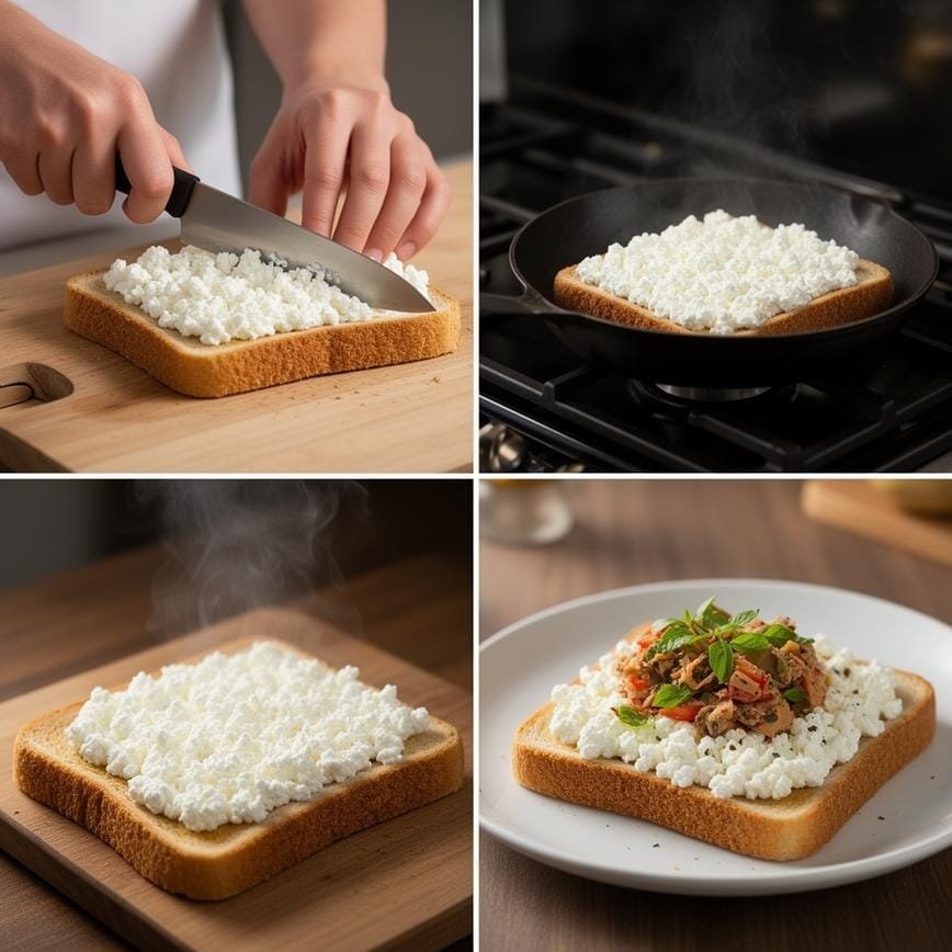 Cottage Cheese Breakfast Toast: Healthy Breakfast Idea 8 Steps
