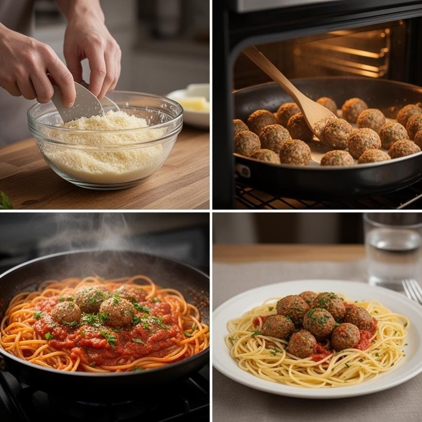 Creamy Spaghetti and Meatballs: Easy Weeknight Dinner 8 Steps