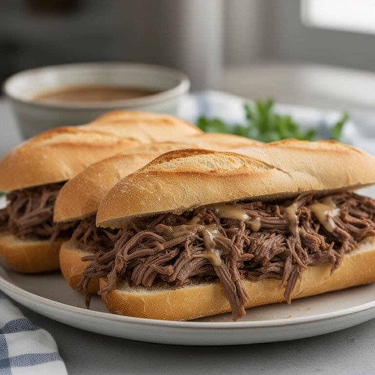 Easy Crockpot French Dip Sandwiches recipe