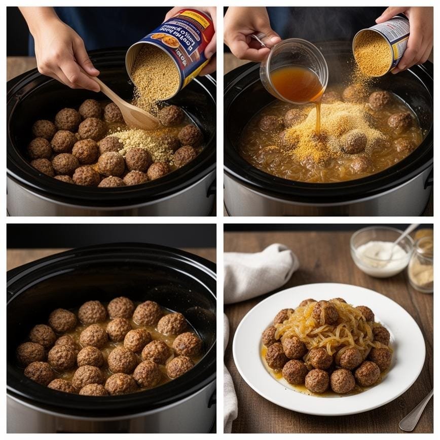 Crockpot French Onion Meatballs: Perfect for Busy Weeknights 8 Steps