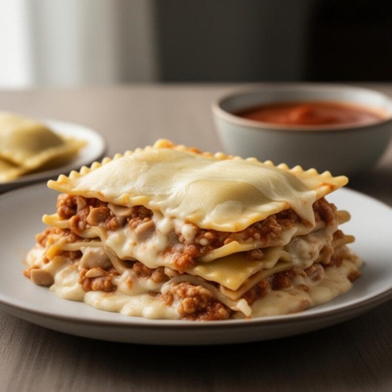 Easy Crockpot Ravioli Lasagna recipe