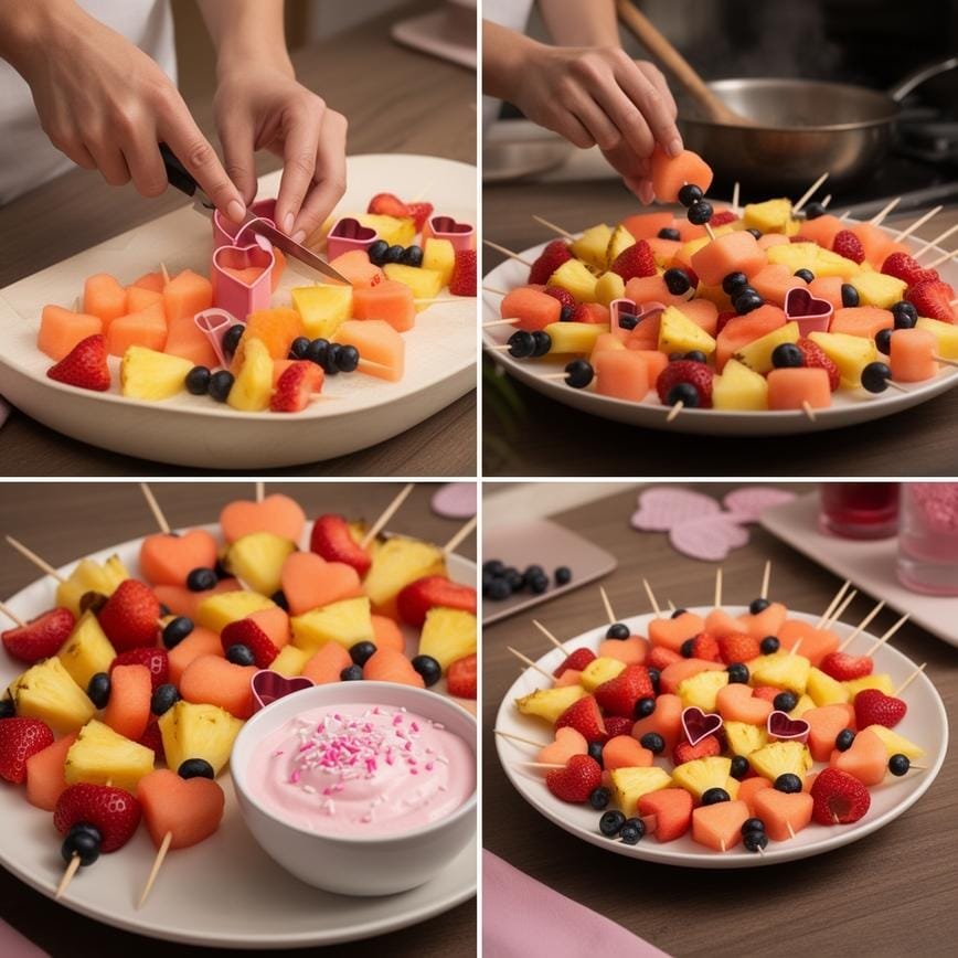 Heart-Shaped Fruit Skewers: Perfect Valentine's Day Dessert 8 Steps