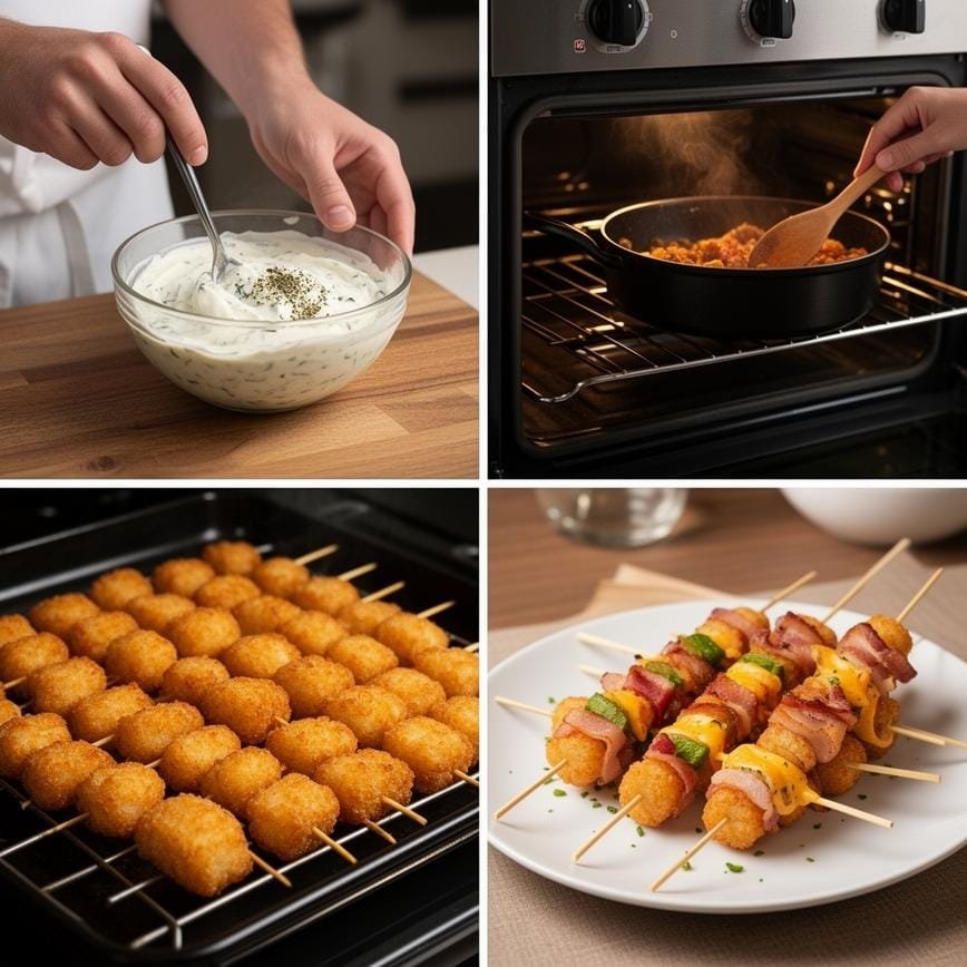 Loaded Tater Tots on Shareable Skewers: The Ultimate Party Snack! 8 Steps