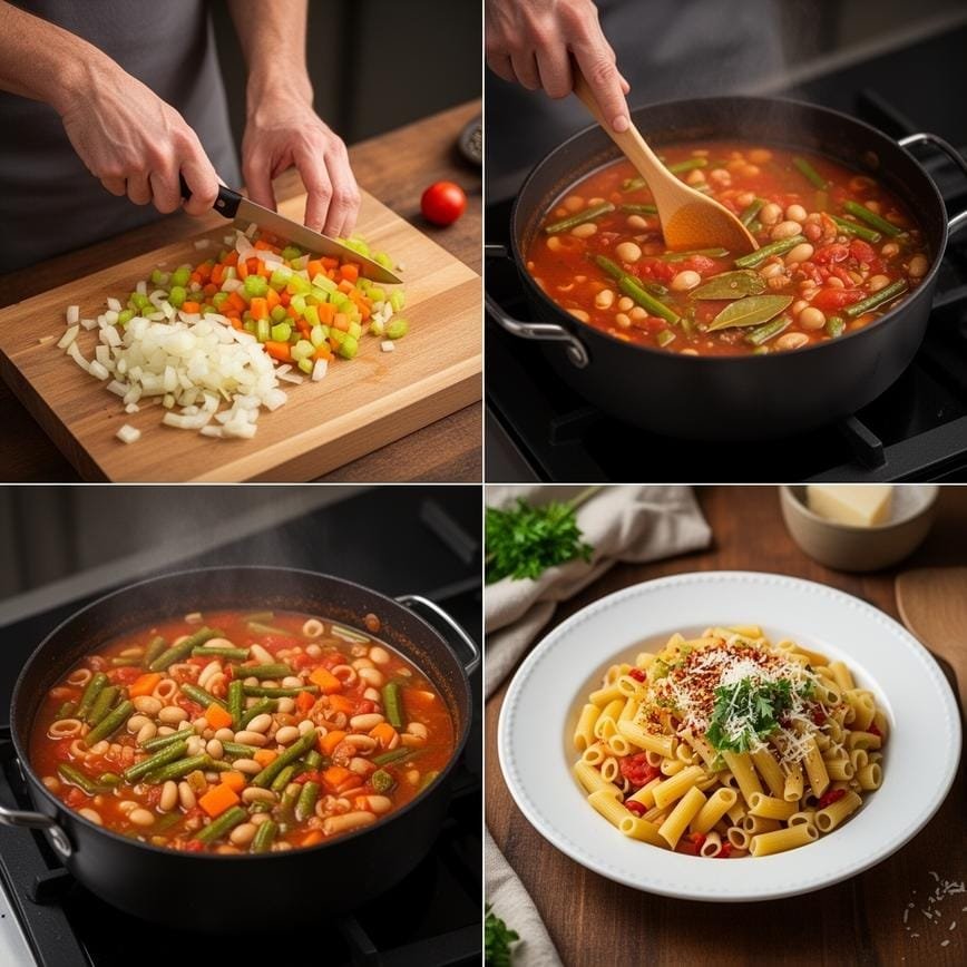 Minestrone Soup recipe: healthy one-pot meal, vegetarian 8 Steps