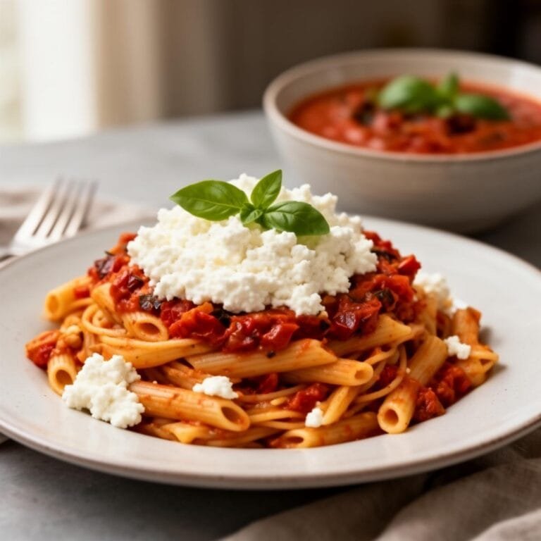 Easy Roasted Tomato and Garlic Ricotta Pasta recipe