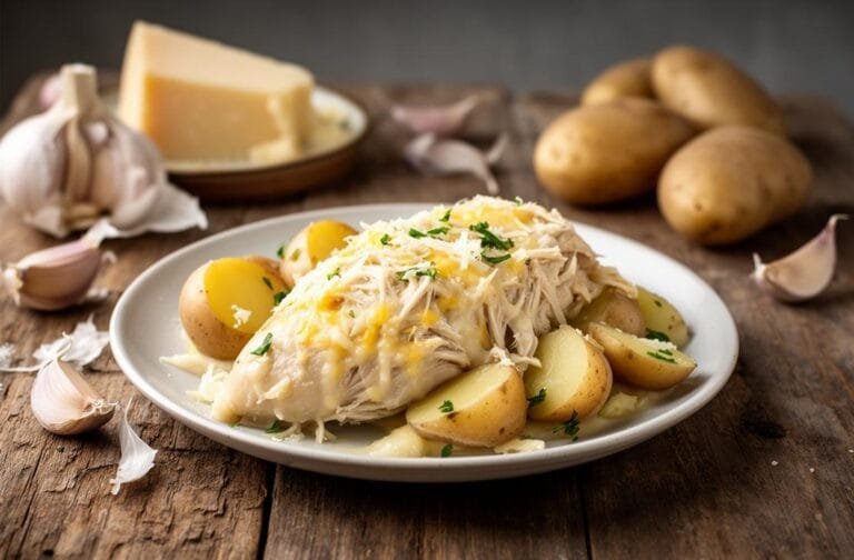 Slow Cooker Parmesan Garlic Chicken and Potatoes
