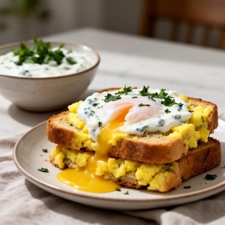 Easy Smashed Egg Toasts with Herby Lemon Yogurt recipe