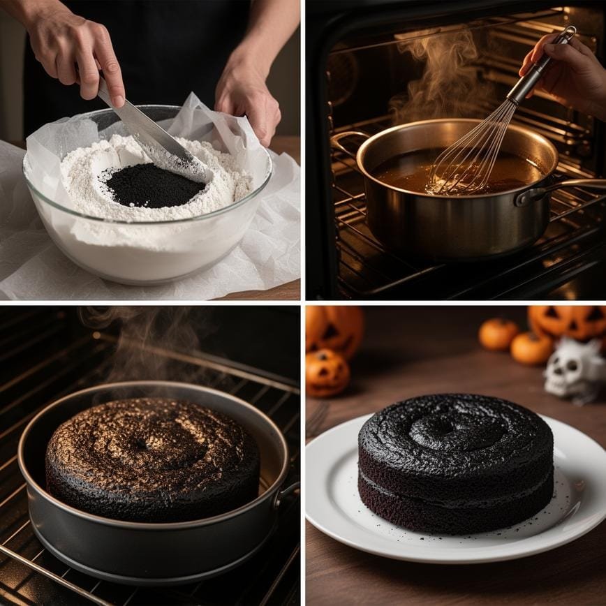 Spooky Black Velvet Cake: Delicious Blackberry Dessert 8 Steps