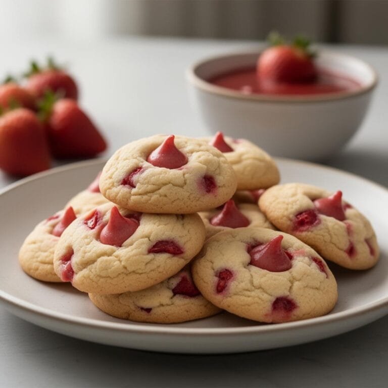 Easy Strawberry Kiss Cookies recipe