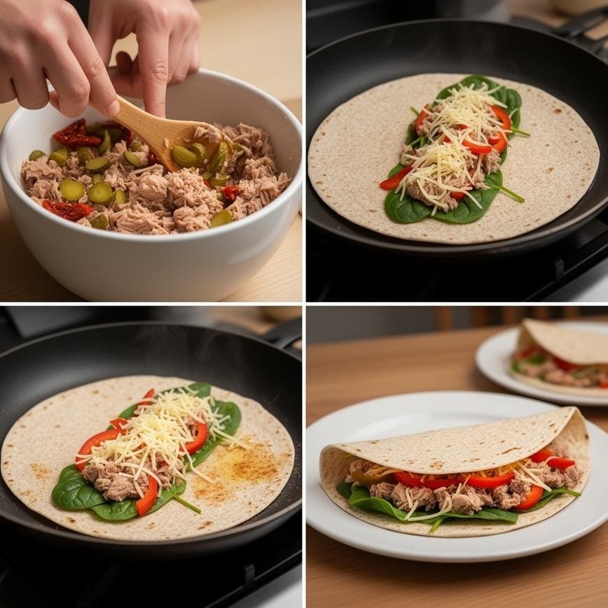 Tuna Melt Wrap: A Quick & Cheesy Delight for Lunch! 8 Steps