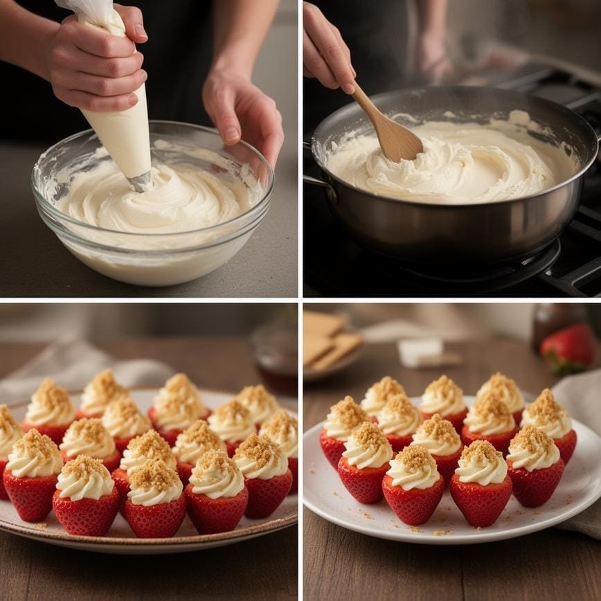 Cheesecake Deviled Strawberries Recipe: 15-Minute No-Bake Dessert 8 Steps
