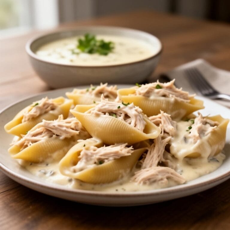 Easy Chicken Alfredo Stuffed Shells recipe
