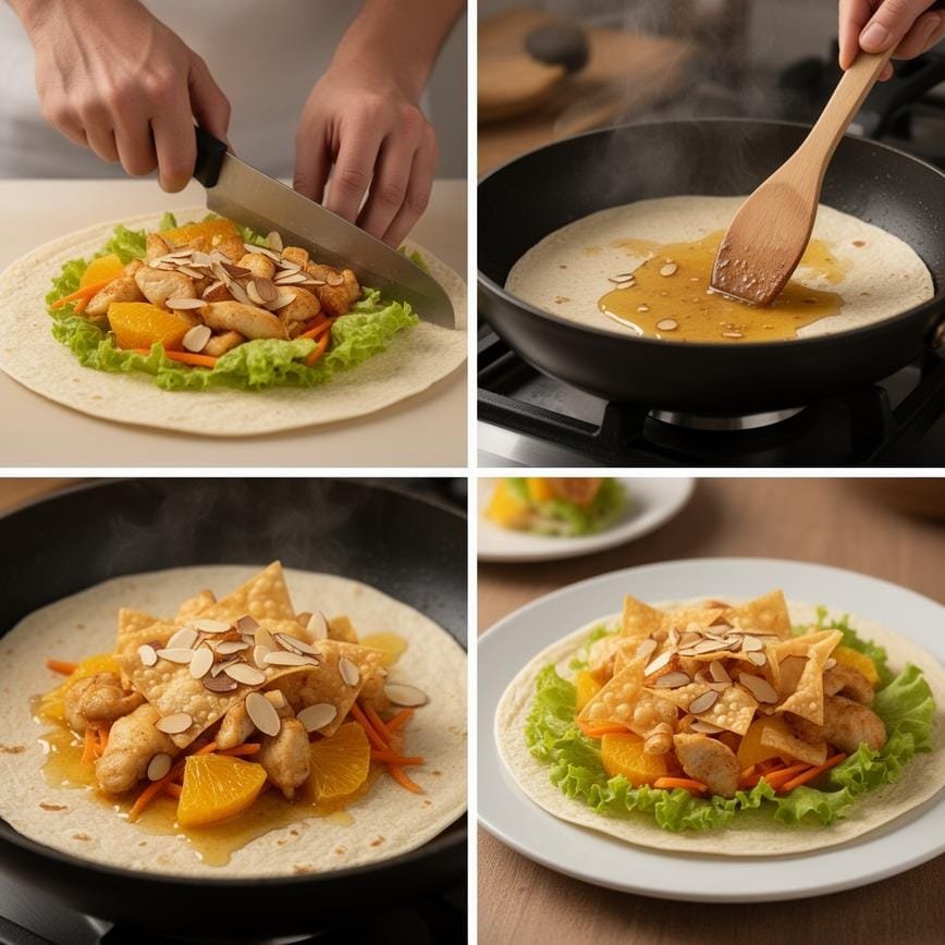 Crunchy Orange Chicken Wrap: Healthy Lunch Idea 8 Steps