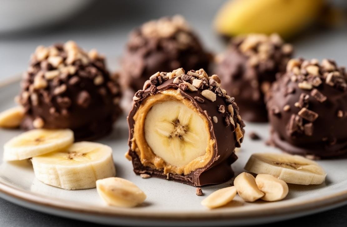Frozen Choco Peanut Butter Banana Bites: Easy Protein Bites 6 Frozen Chocolate Peanut Butter Banana Bites