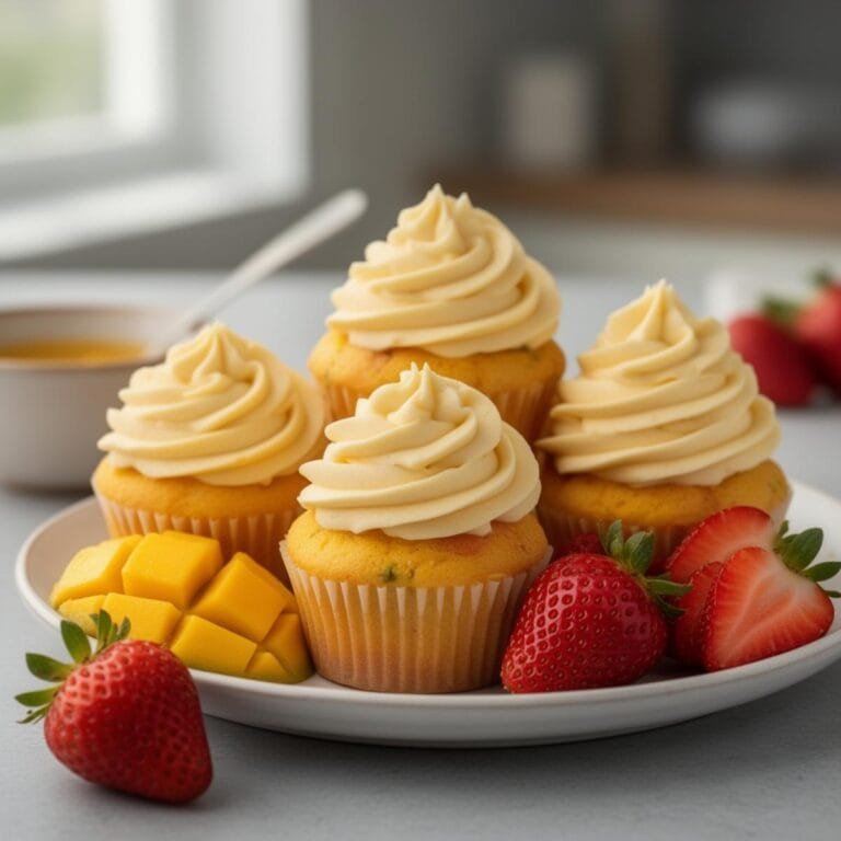 Easy Mango Strawberry Cupcakes recipe
