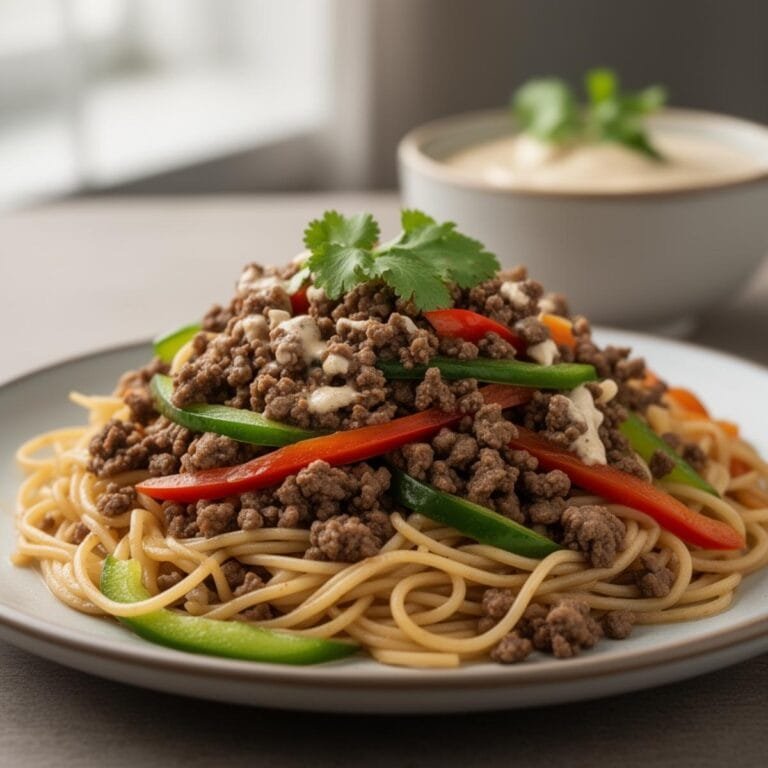 Easy Mongolian Ground Beef Noodles recipe