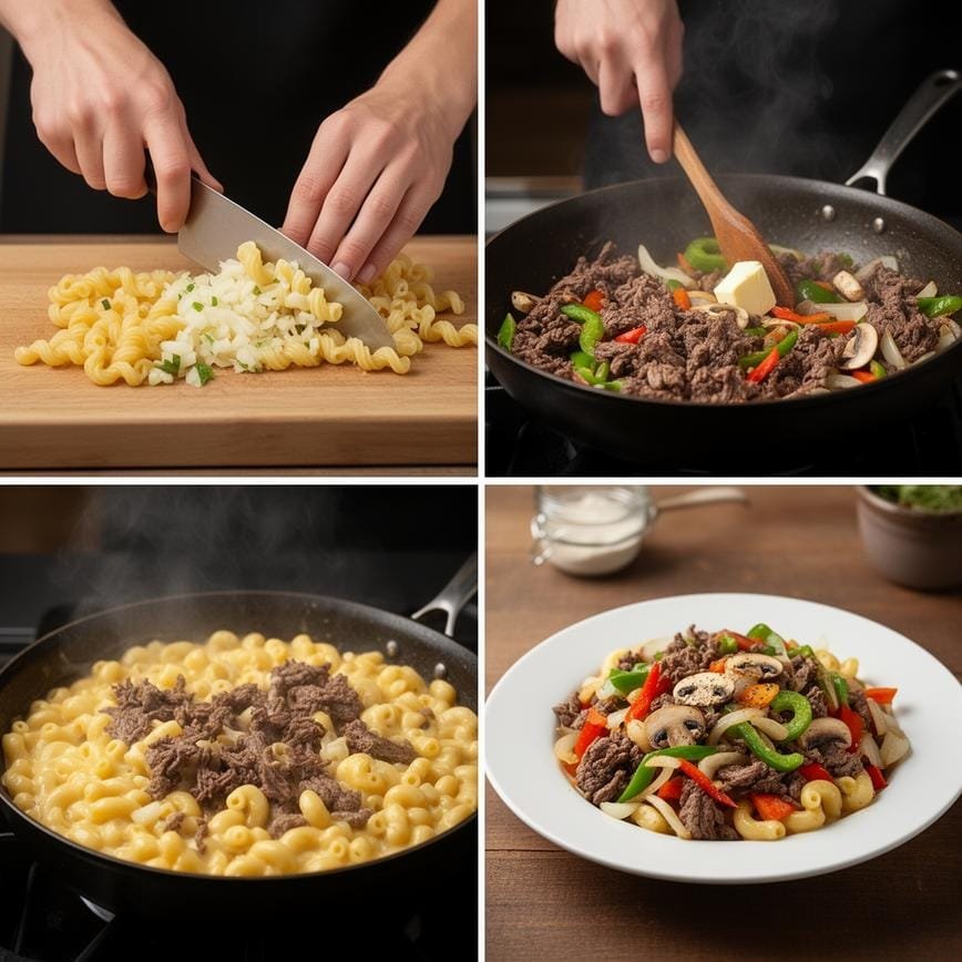 Philly Cheesesteak Mac and Cheese: High-Protein Recipe 8 Steps