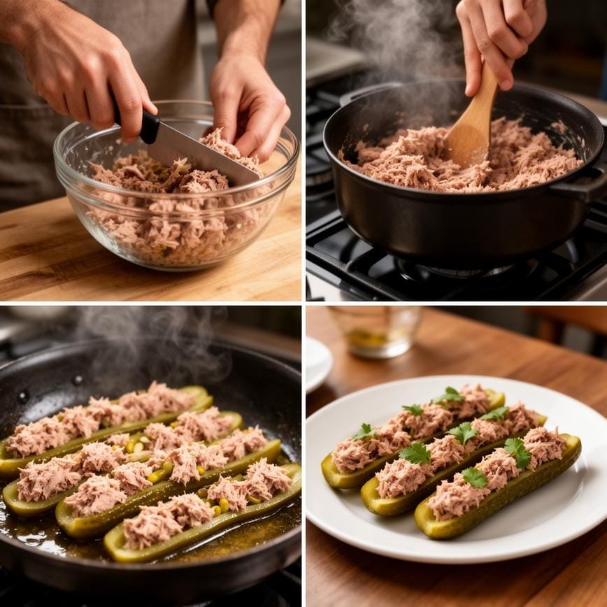 Smoky Tuna Pickle Boats – A Crunchy, Low-Carb Delight 8 Steps