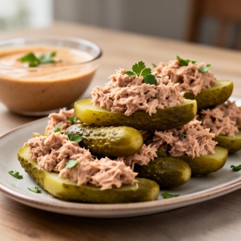 Easy Smoky Tuna Pickle Boats recipe