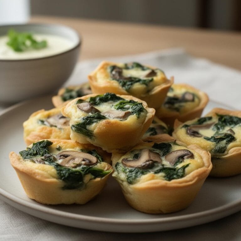 Easy Spinach & Mushroom Mini Quiches muffins recipe