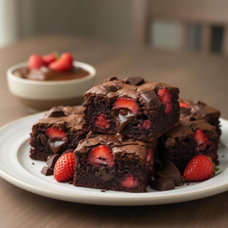 Easy Strawberry Brownies with chocolate recipe