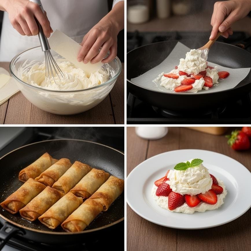 Strawberry Cheesecake Stuffed Eggrolls: Homemade Recipe 8 Steps