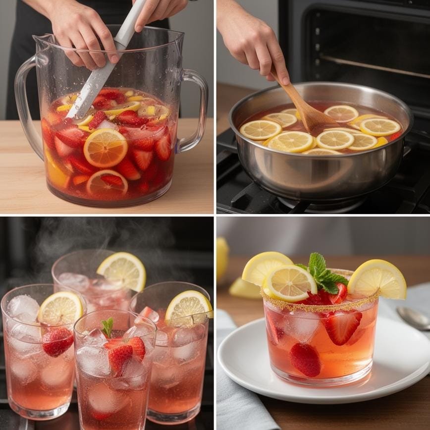 Strawberry & Limoncello Rosé Sangria: Best Lemoncello Recipes 8 Steps