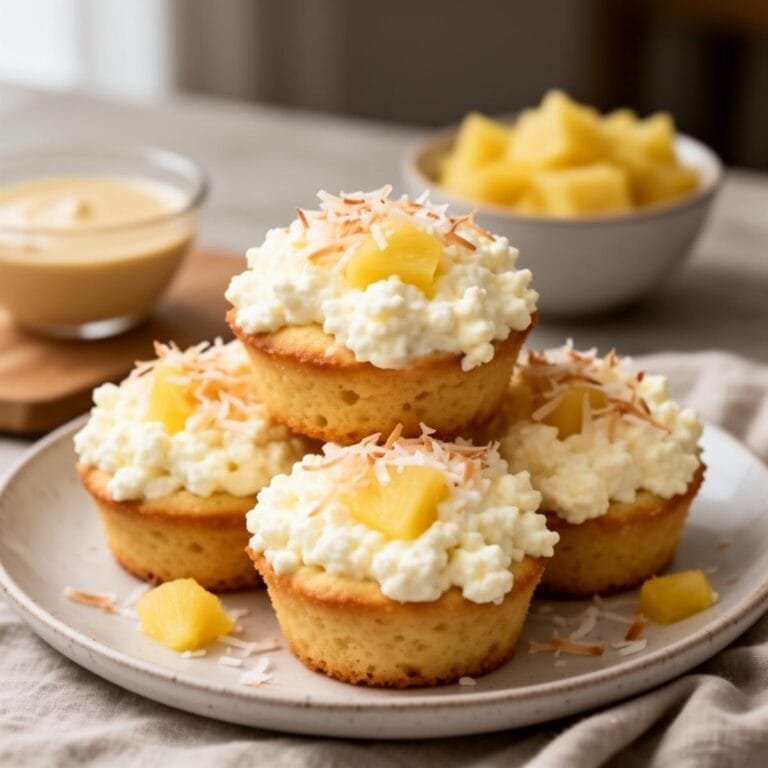 Easy coconut and pineapple cottage cheese muffins recipe