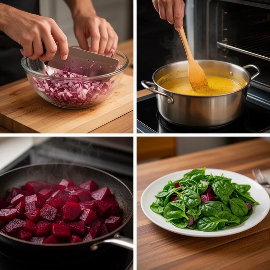 Beet Salad with Spinach and Honey-Mustard Lemon Dressing: Best Recipe 8 Steps