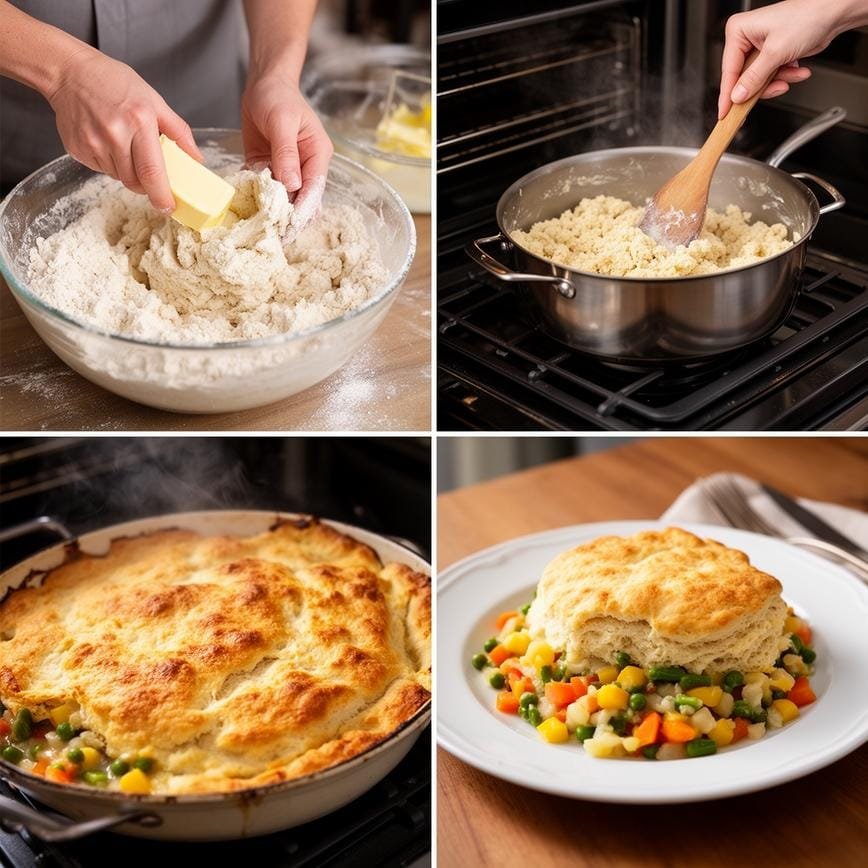 Biscuit & Vegetable Casserole Pot Pie: Healthy Comfort Food 8 Steps