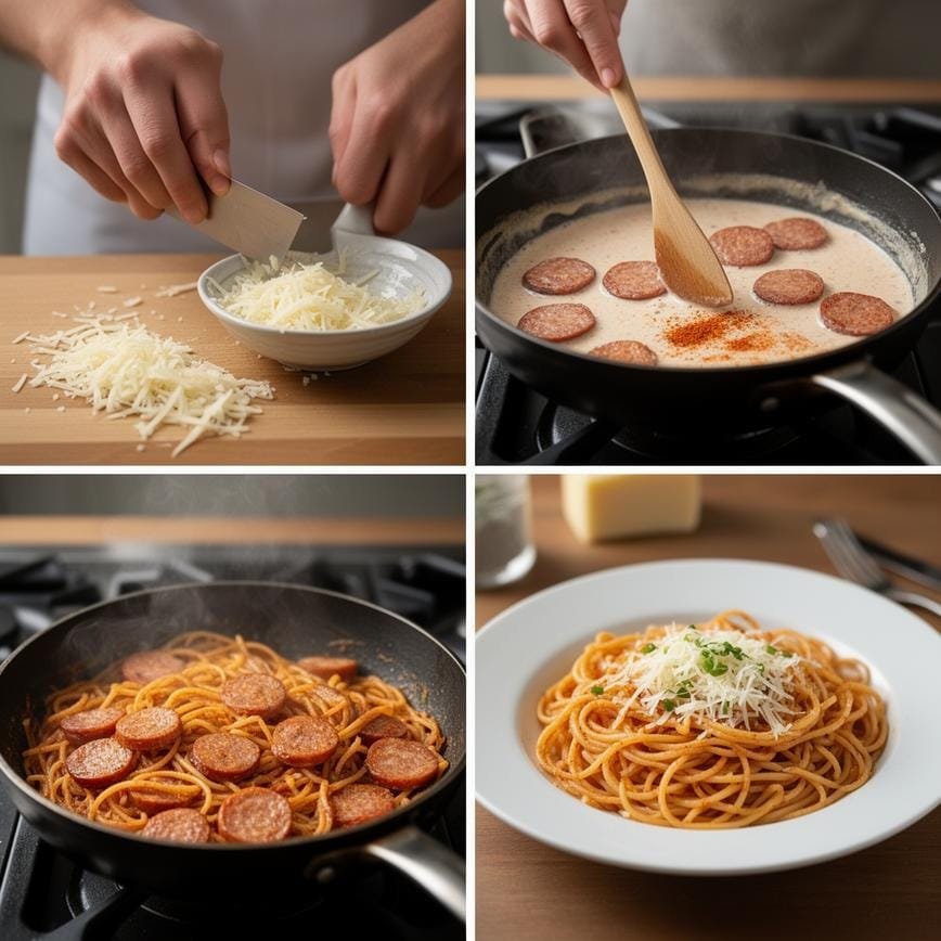 Cajun Sausage Pasta: A Spicy and Creamy Delight 8 Steps