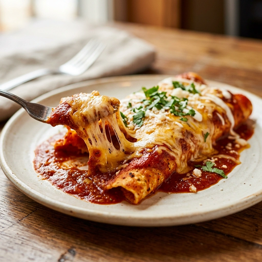 Cheese Enchiladas with Homemade Red Sauce